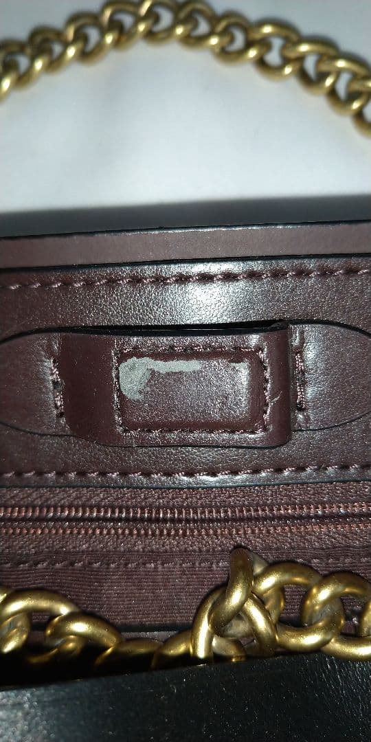 か*り様 COACH ブラックレザートートバッグ ゴールドチェーン付 2way