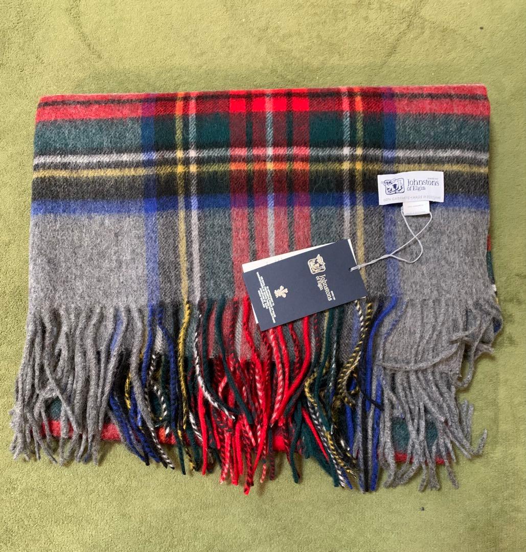 a*o様 ジョンストンズ大判　マフラースカーフタータングレーチェック柄