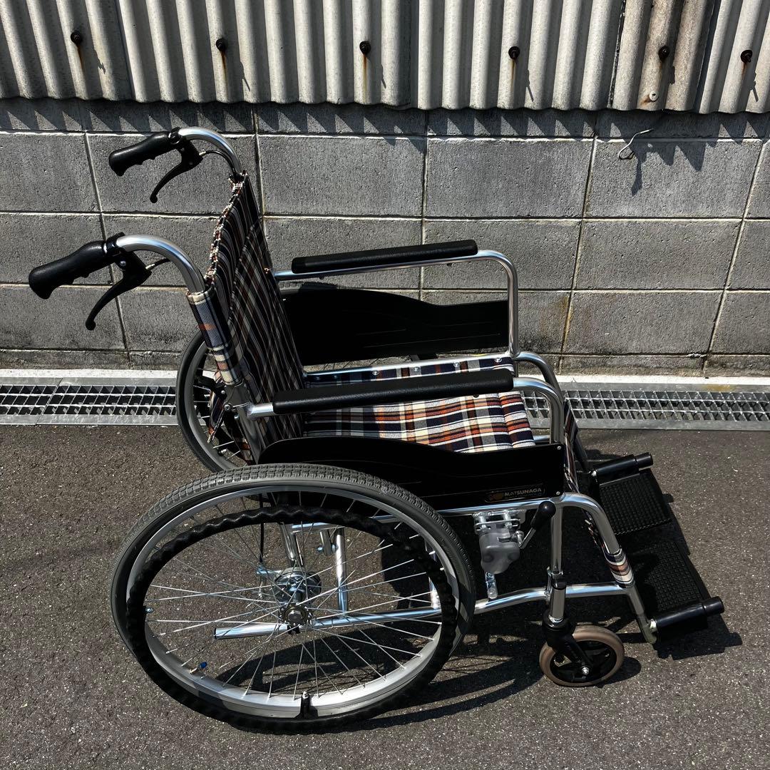 松永製作所 自走用車椅子 AR201B-40 チェック柄