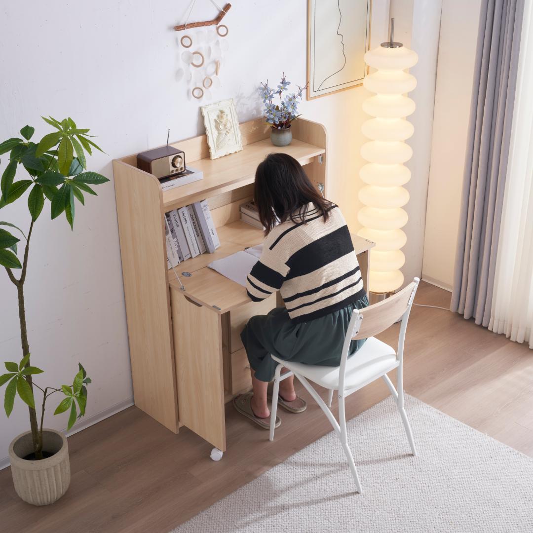 【新品登場】【ナチュラル】学習机 デスク パソコンデスク 勉強机 折り畳み天板