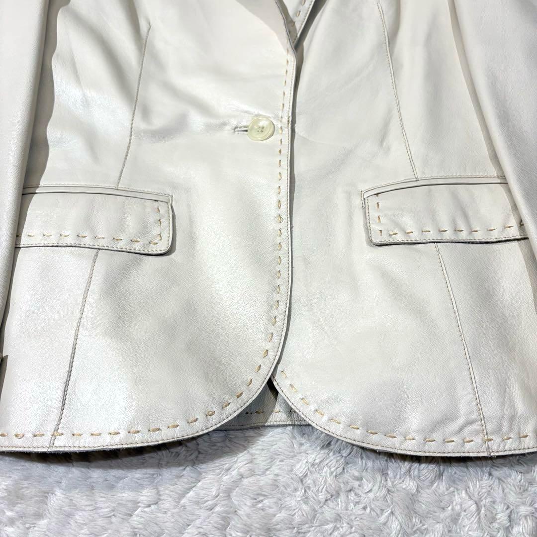 BALMAIN バルマン ラムレザー テーラードジャケット 本革 羊革 ベージュ