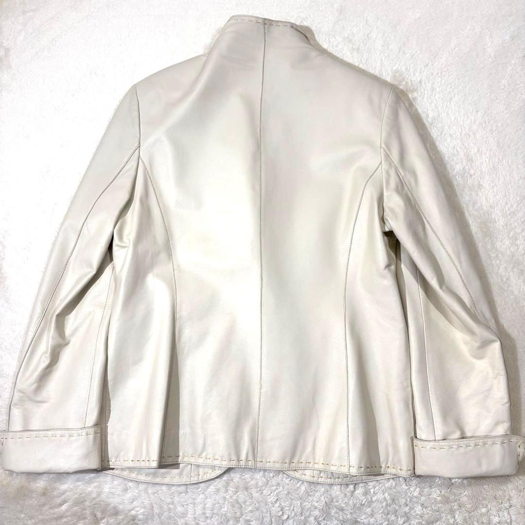 BALMAIN バルマン ラムレザー テーラードジャケット 本革 羊革 ベージュ