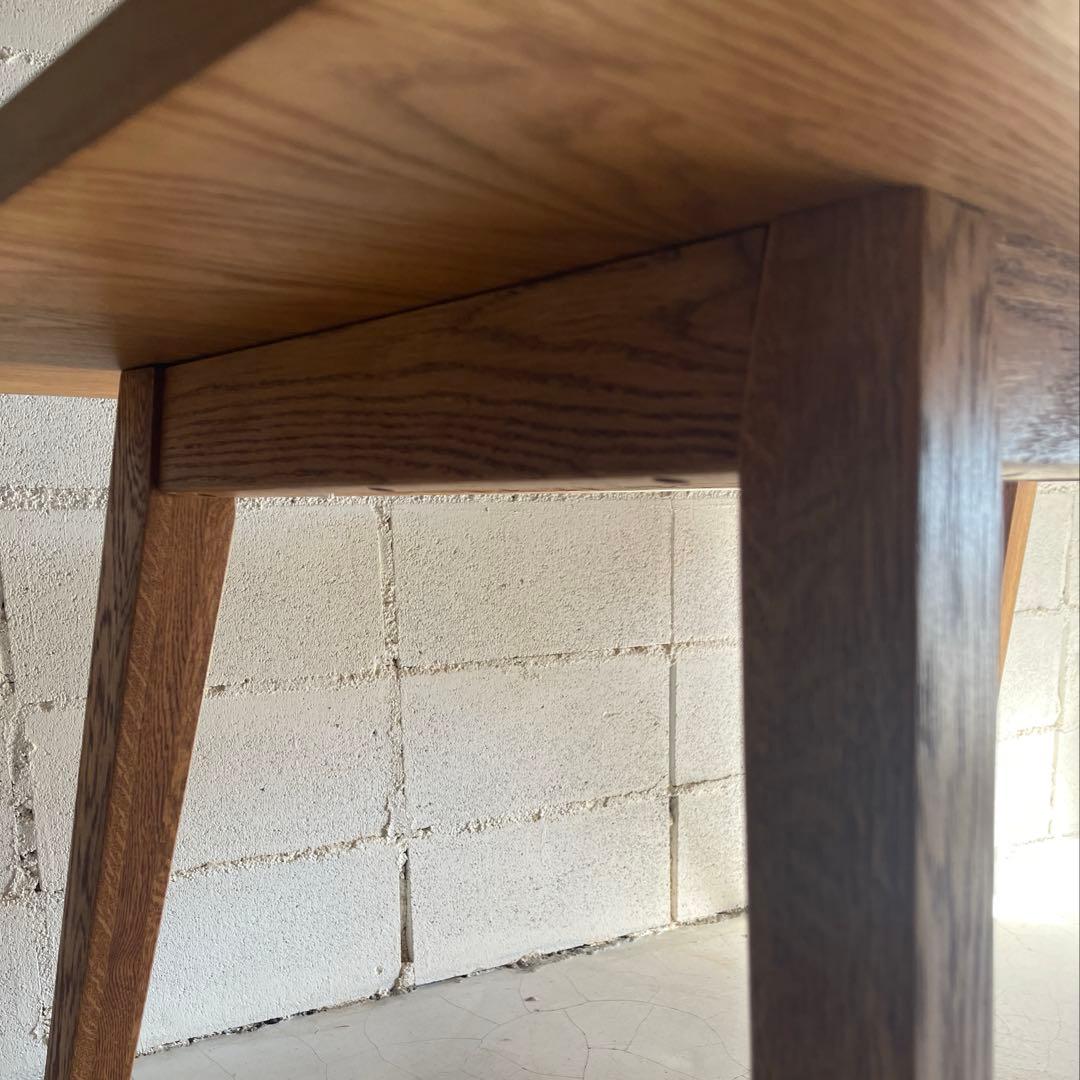 美品　天然木オーク無垢　ダイニングテーブル　角テーパー斜脚　スクエア型長方形天板