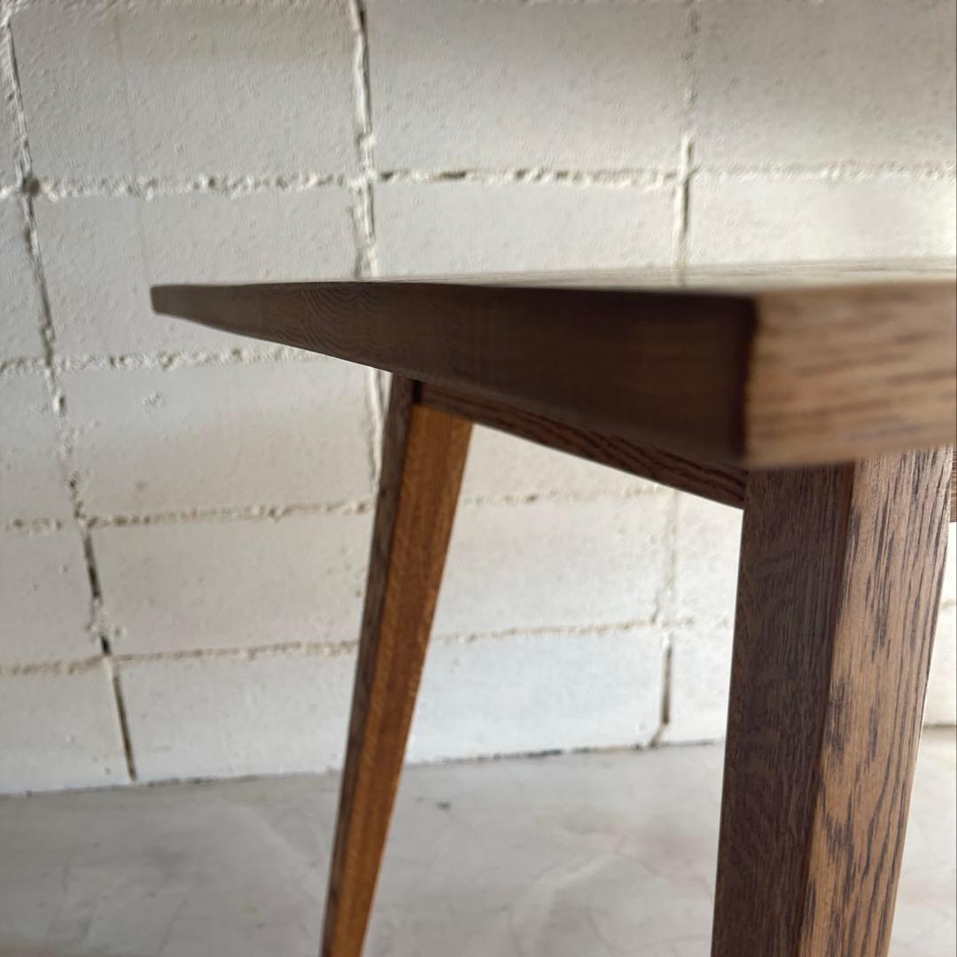 美品　天然木オーク無垢　ダイニングテーブル　角テーパー斜脚　スクエア型長方形天板