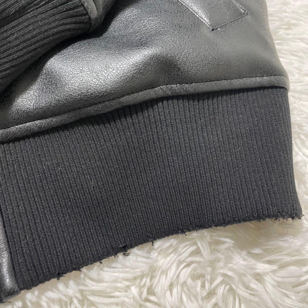 美品　ZARA ザラ コントラストフード付きフェイクレザー ジャケット S 黒