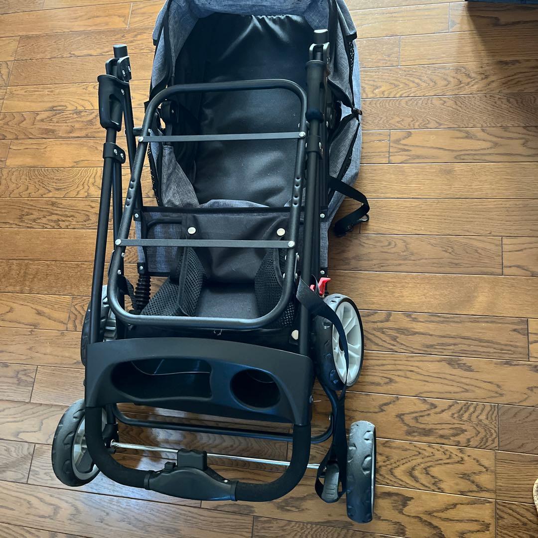 分離型ペットカート取り外し可能 ペット用ベビーカー　グレー　バギー