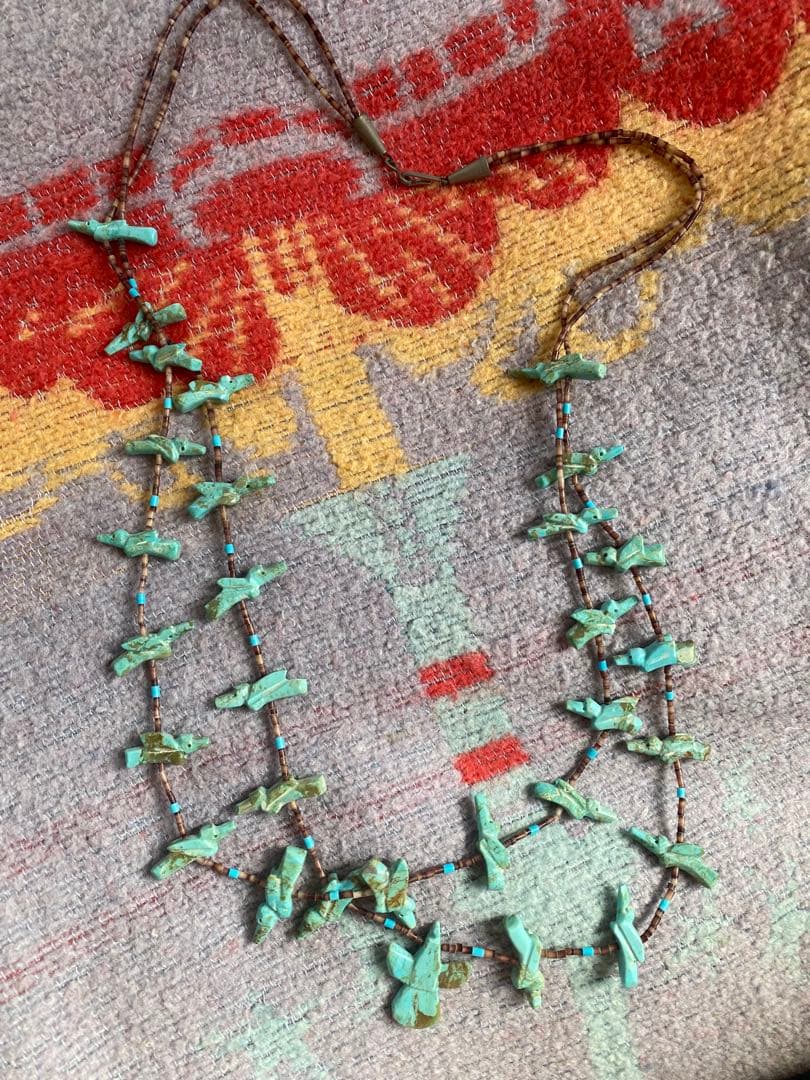 ZUNI 2連 ネックレス 40s ズニ族　ネイティブ ナバホ サンダーバード