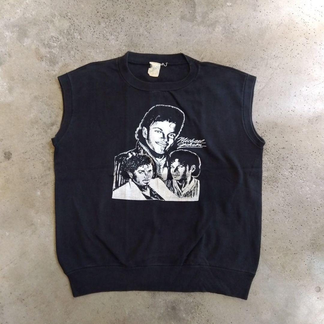 ヴィンテージ マイケルジャクソン プリントノースリーブTシャツ ブラック レア