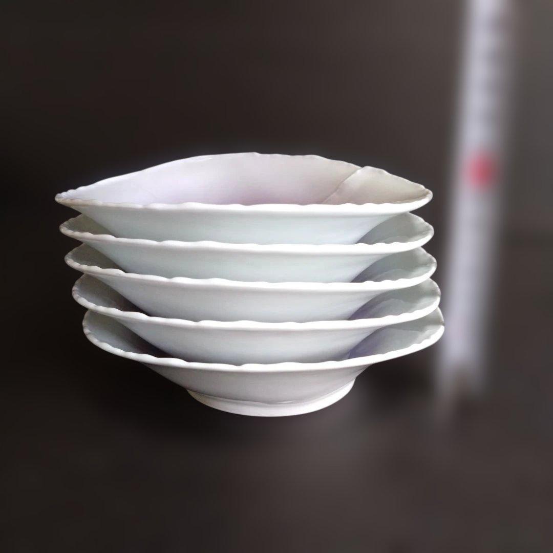 新品 有田焼 藤巻製陶 紫 小鉢５個 継ぎ合わせ 楕円形 取皿