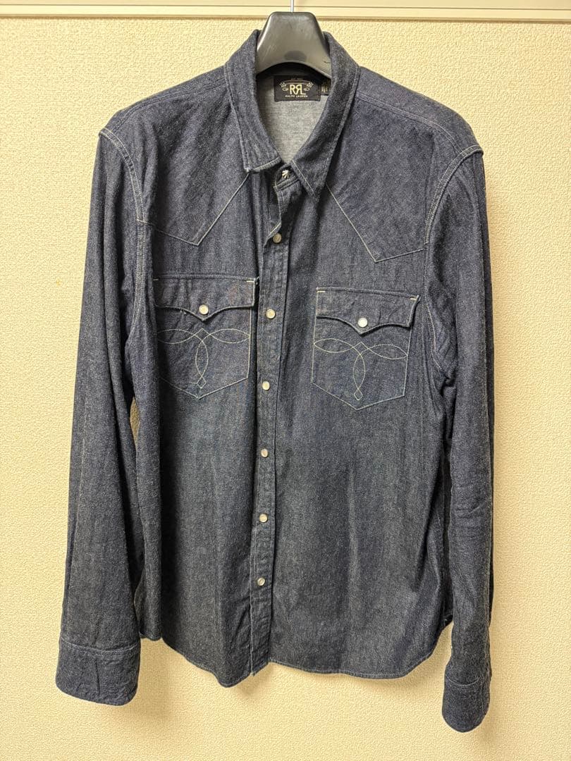超美品 RRL ダークデニム 長袖シャツ XXL