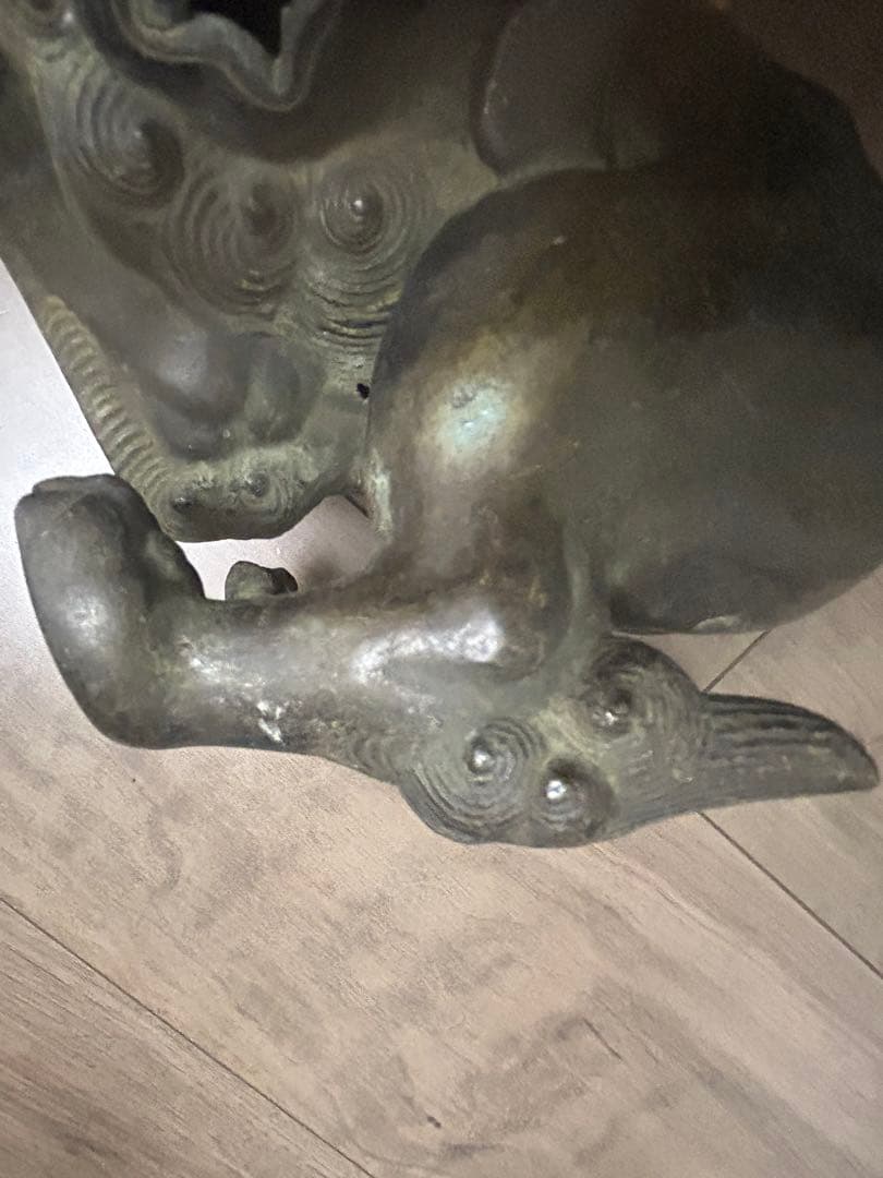 古董，古銅製，金工，獅子香炉，重1900克