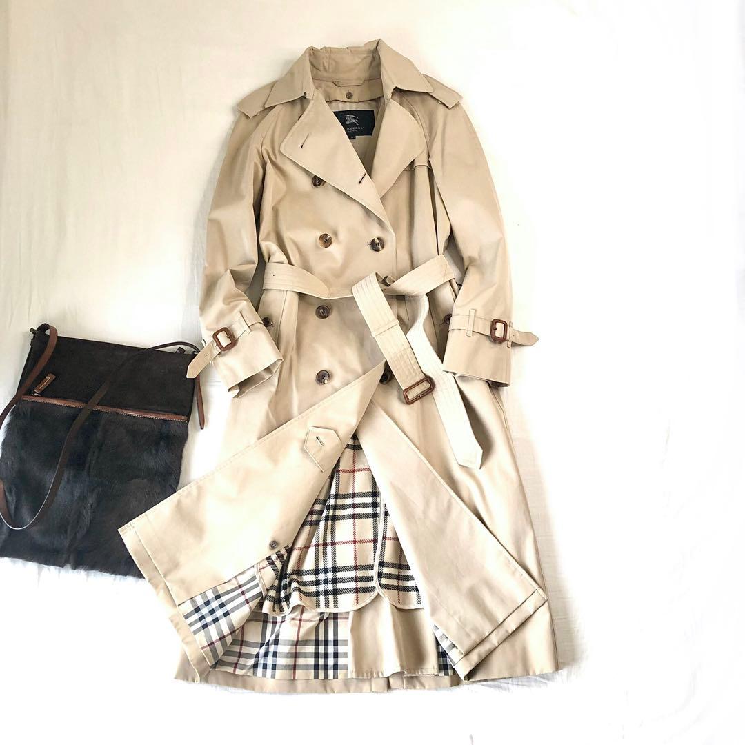 Burberry Londonバーバリーウールライナー付ロングトレンチコート38
