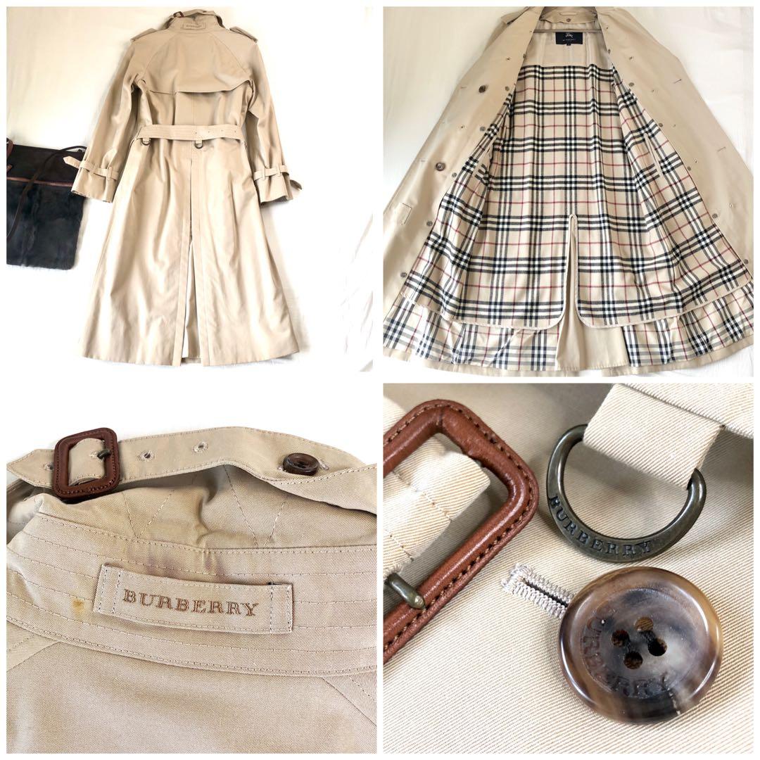 Burberry Londonバーバリーウールライナー付ロングトレンチコート38