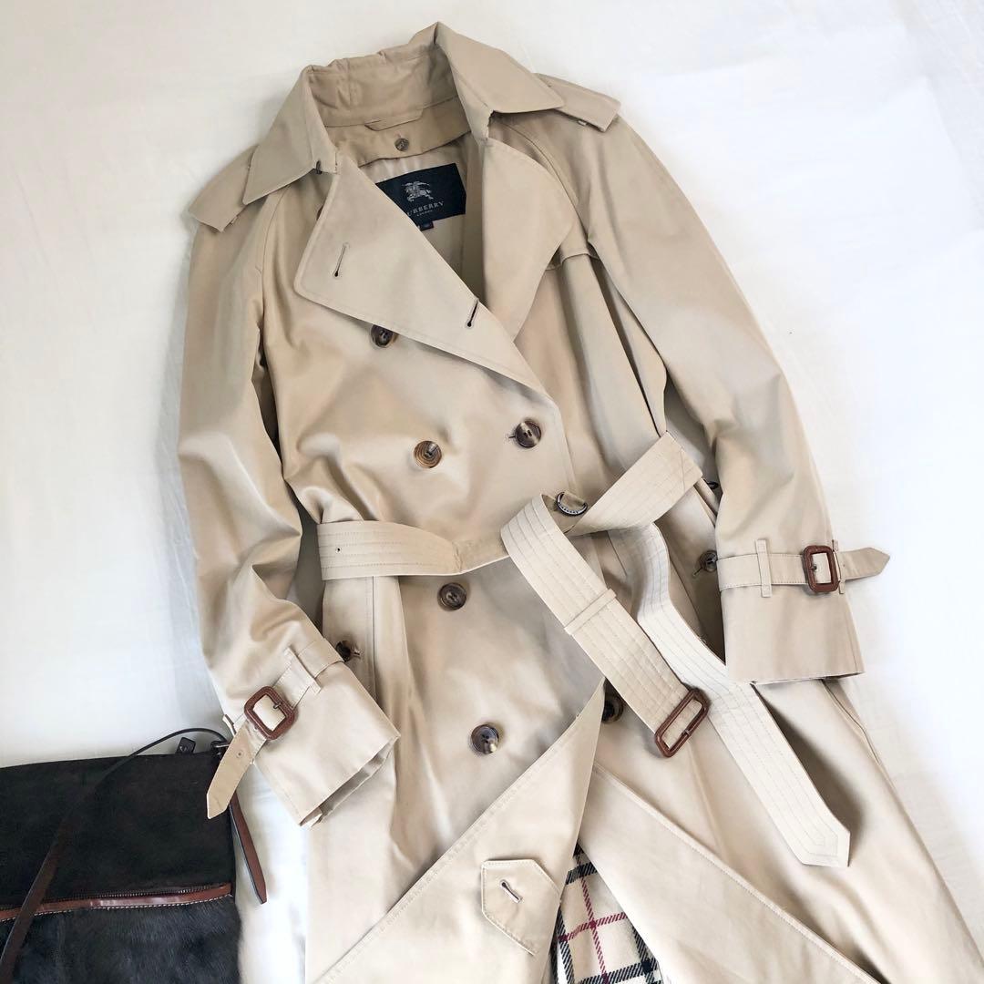 Burberry Londonバーバリーウールライナー付ロングトレンチコート38