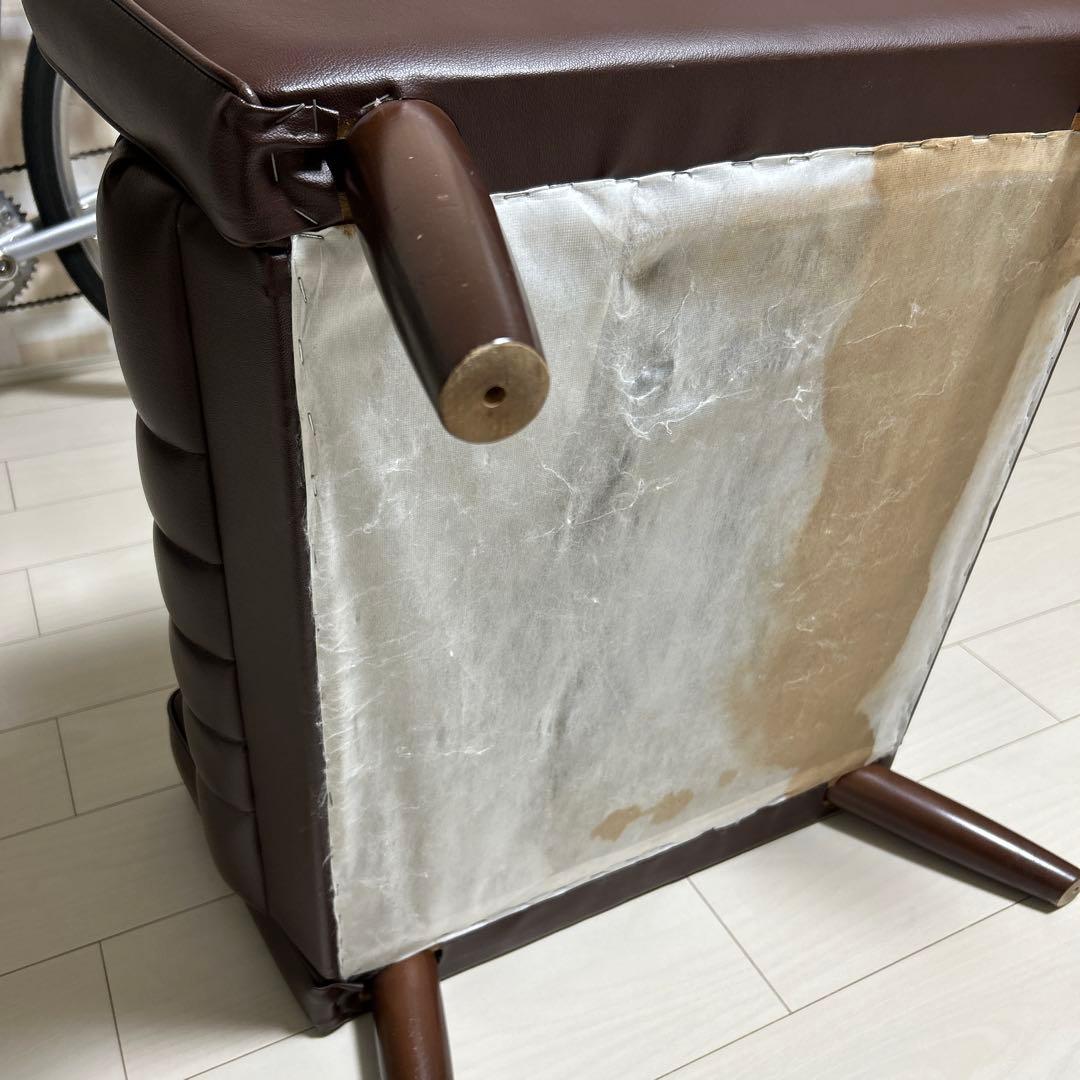 オールドカリモク 1人掛けソファ ロビーチェア 合皮 ブラウン