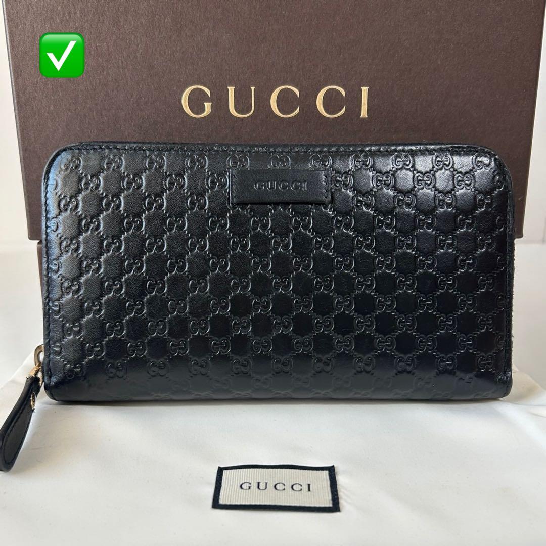 ✅【美品】 メンテ済み グッチ　GUCCI グッチシマ レザー 長財布　ブラック