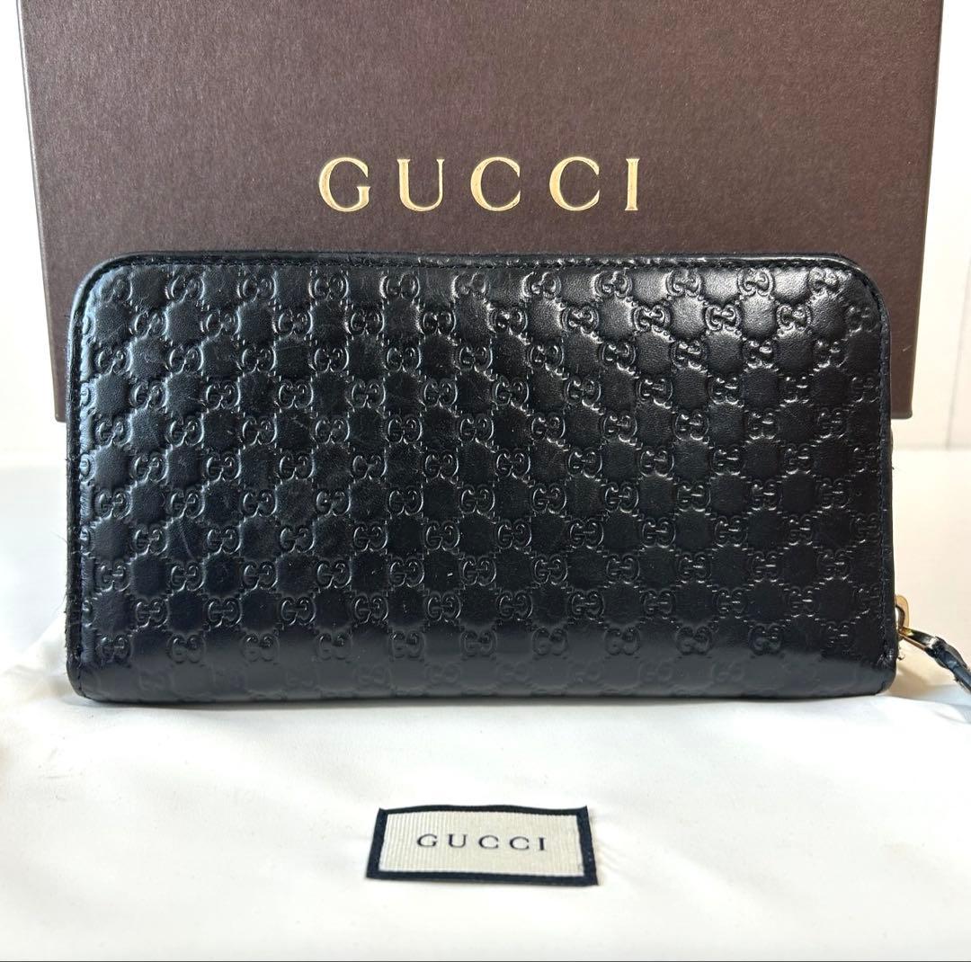 ✅【美品】 メンテ済み グッチ　GUCCI グッチシマ レザー 長財布　ブラック