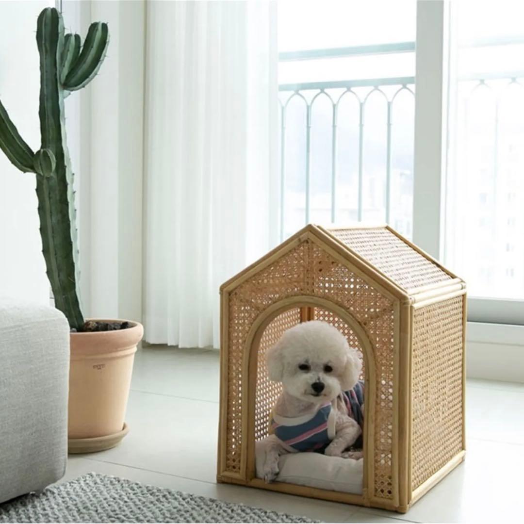 韓国 ラタンペットハウス　ベッド　犬小屋