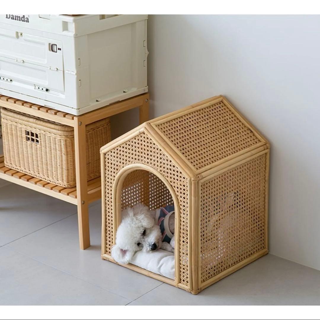 韓国 ラタンペットハウス　ベッド　犬小屋
