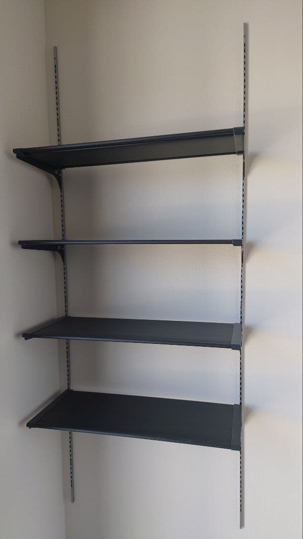 【美品_現品受渡可】4段壁掛け樹脂棚板 ダークグレー 南海プライウッド