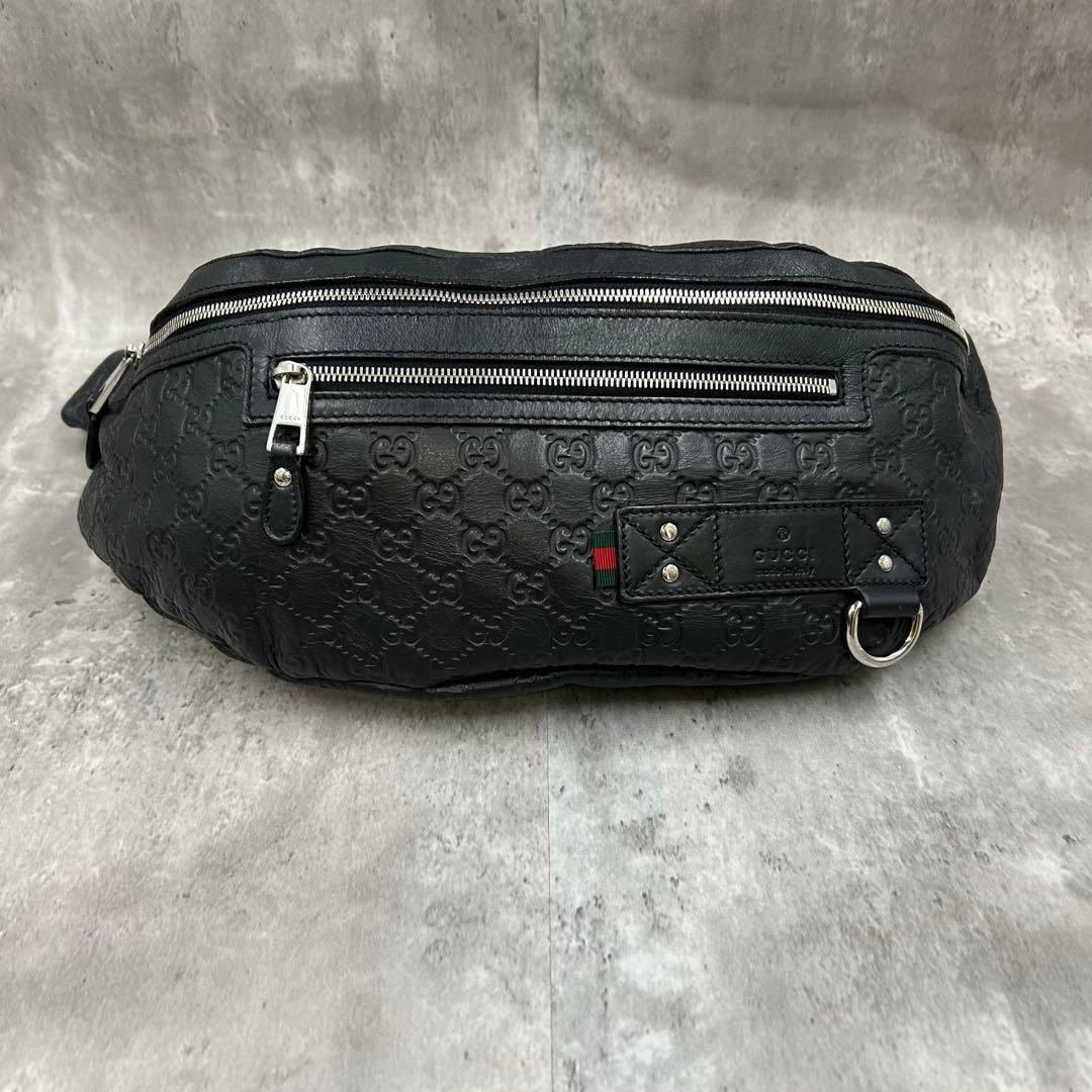 【美品】 グッチ ボディーバッグ 2way ショルダー GG シマ シェリー