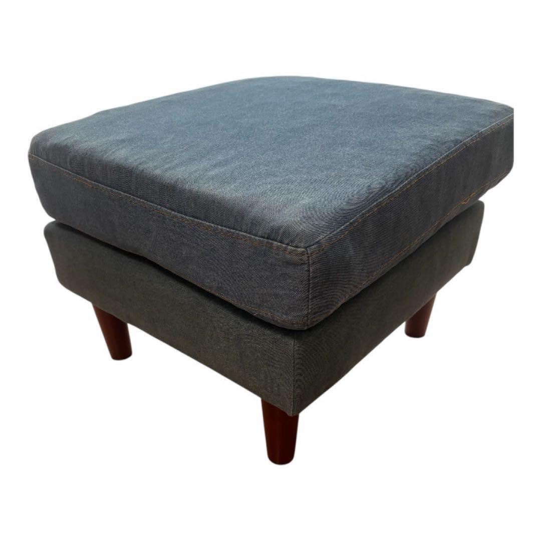 オットマン スツールデニム柄 実木製ソファストール 北欧 モダン 足置き台　椅子