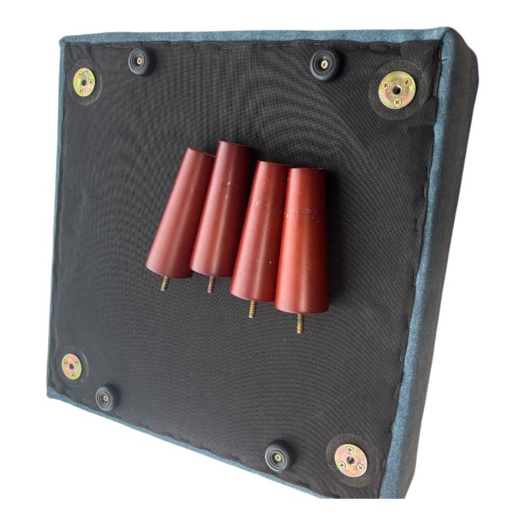 オットマン スツールデニム柄 実木製ソファストール 北欧 モダン 足置き台　椅子