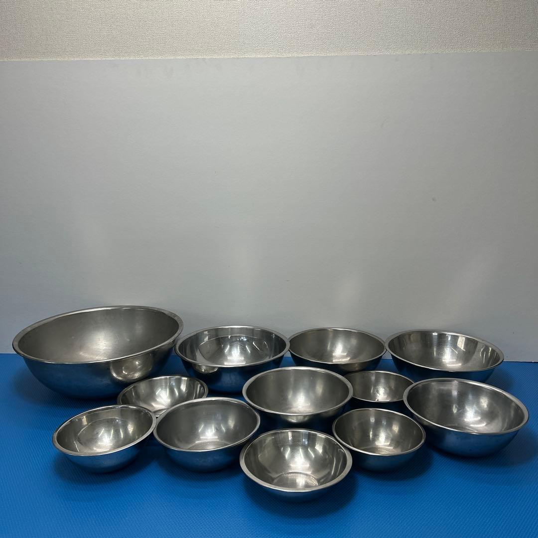 調理用ボウル12個セット　ステンレス　業務用　おまけザル1個付き