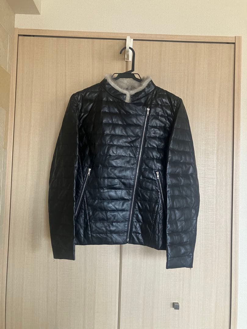 ADORE ミンクファー レザー ダウン ジャケット ライダース 38 アドーア