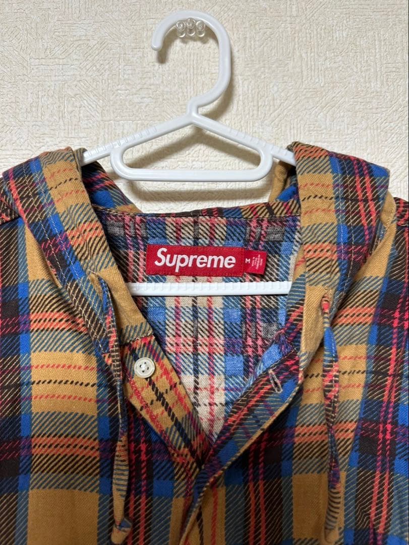 Supreme チェックフーディシャツM