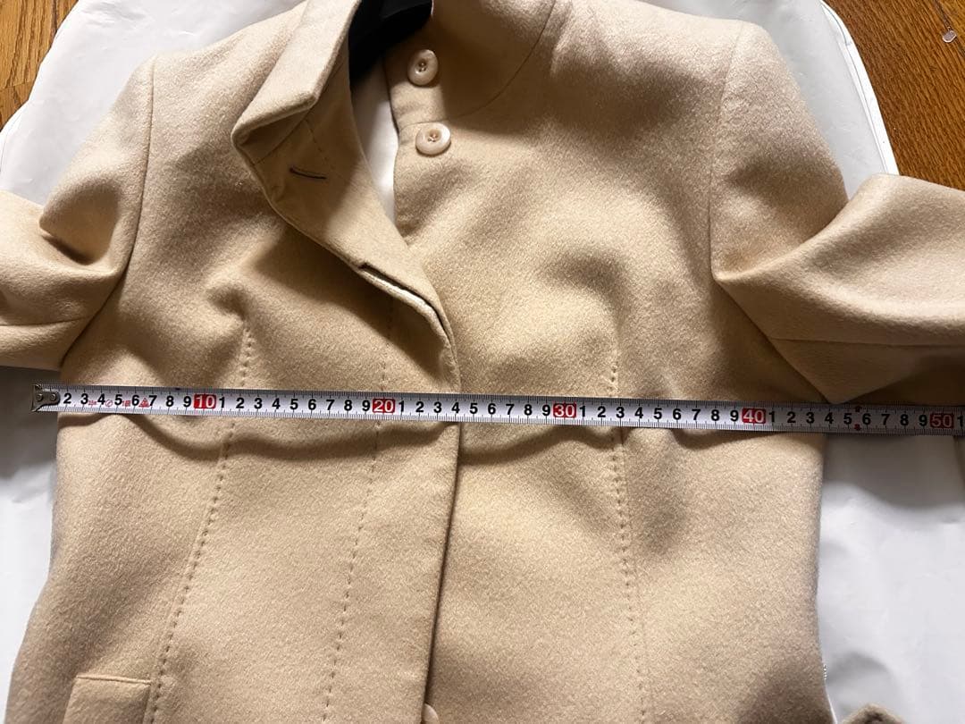 高級 ef-de カシミヤ100％ ベルテッドロングコート ベージュ 9号 M