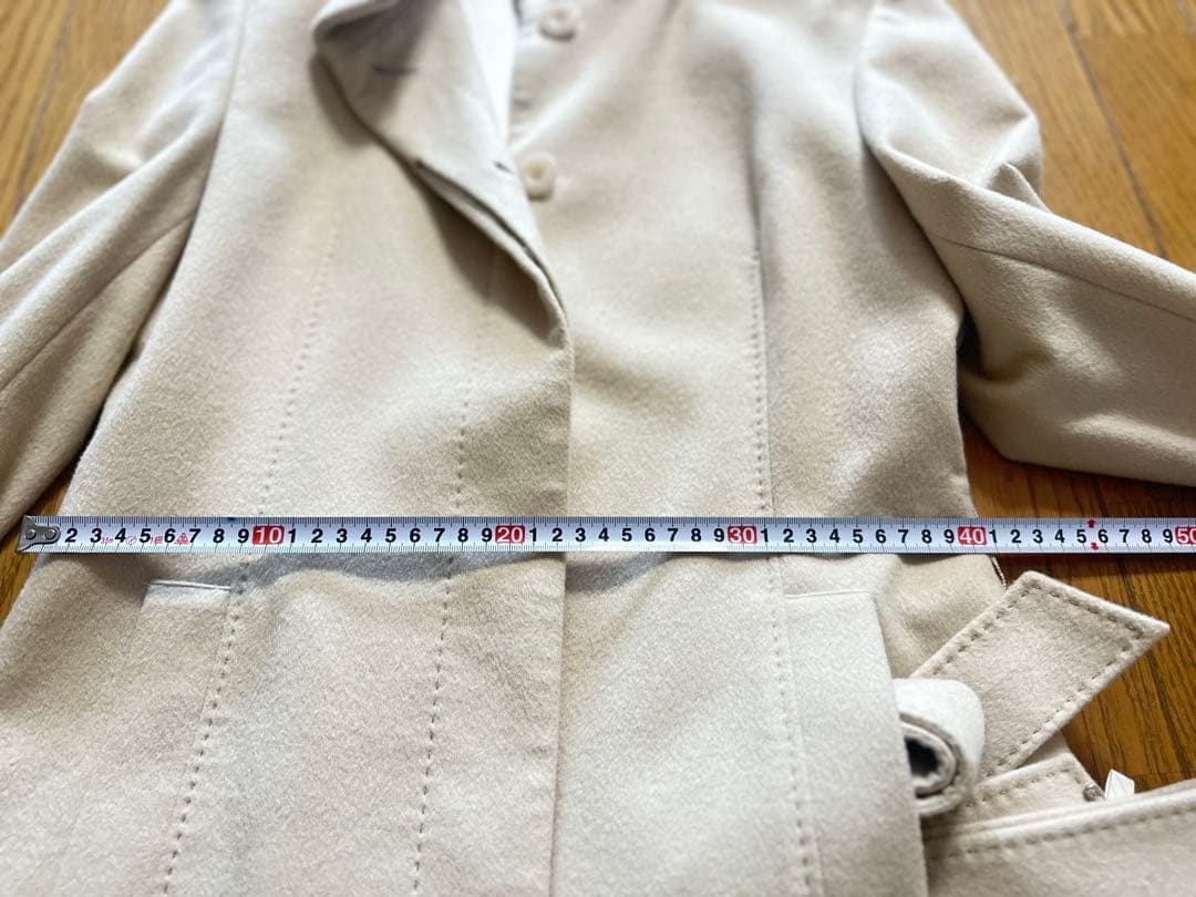 高級 ef-de カシミヤ100％ ベルテッドロングコート ベージュ 9号 M