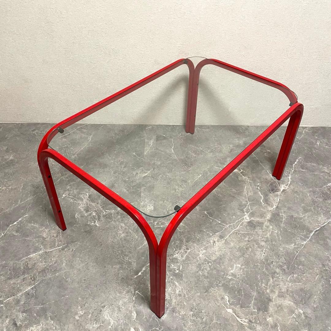 レトロ　80年代　ガラステーブル　 センターテーブル　アイアンフレーム