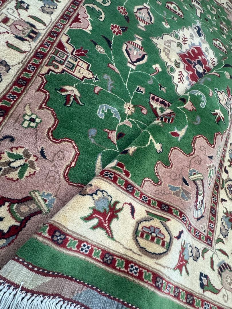 高級 ペルシャ 手織り ラグ