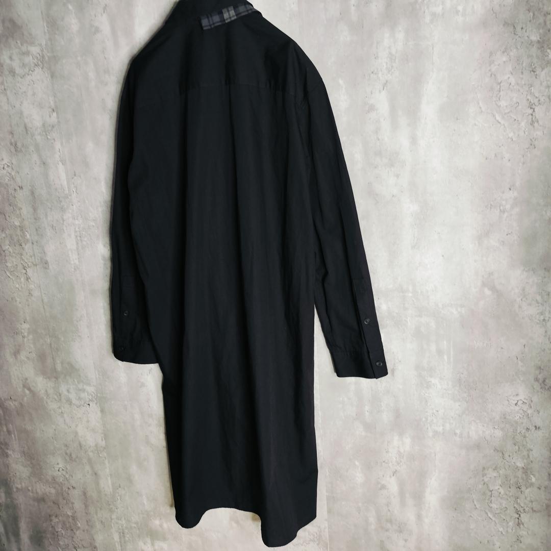 グラウンドワイ パッチワーク オンブレチェック ロング オーバーサイズシャツ 3