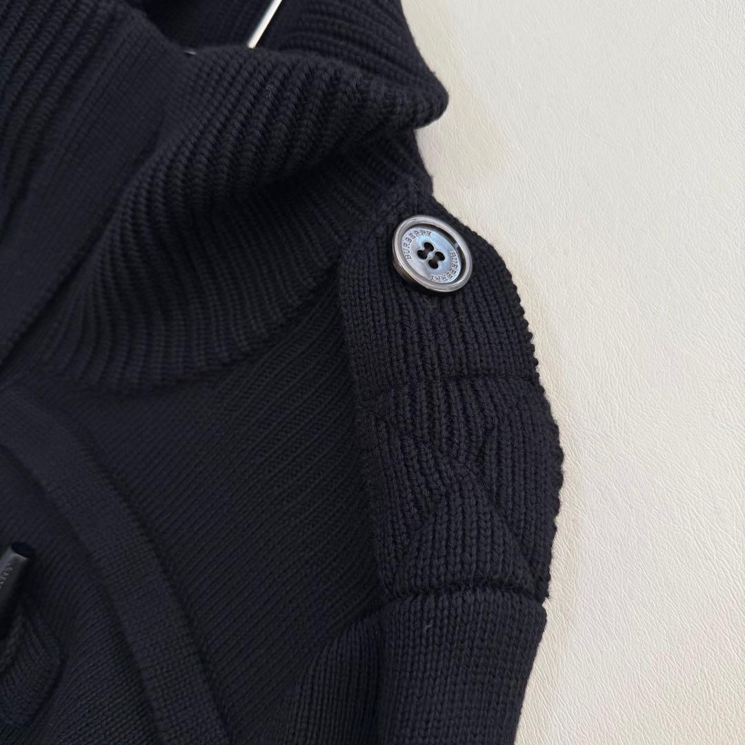 バーバリーロンドン✨大きめ✨ダッフルロングカーディガン（XL）ブラック　ジッパー