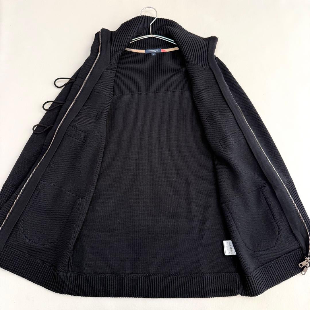 バーバリーロンドン✨大きめ✨ダッフルロングカーディガン（XL）ブラック　ジッパー