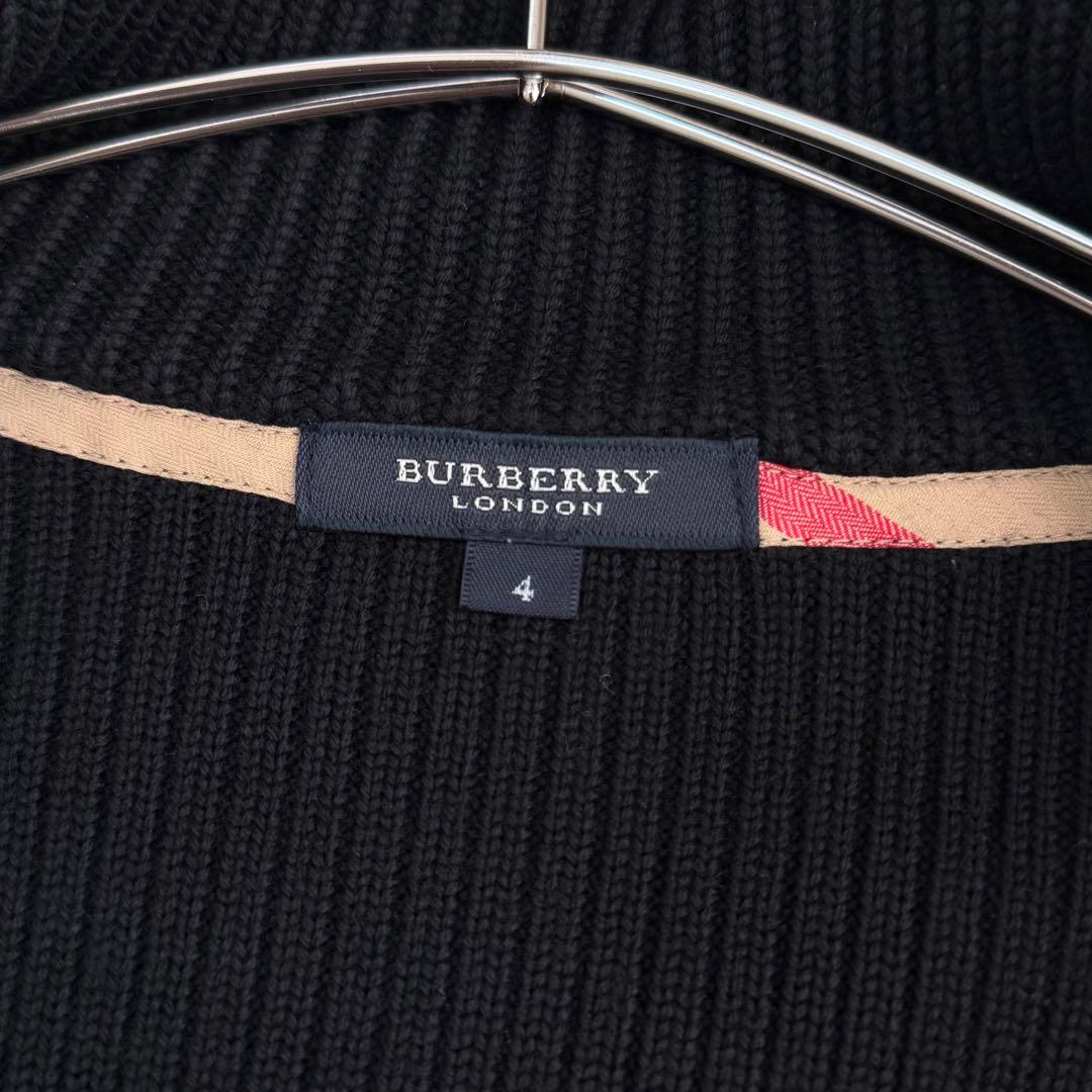 バーバリーロンドン✨大きめ✨ダッフルロングカーディガン（XL）ブラック　ジッパー