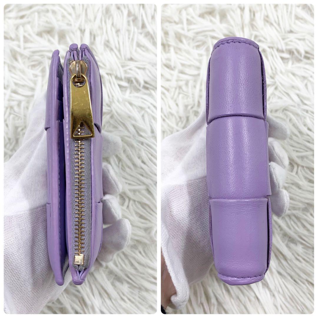 【✨美品✨】ボッテガヴェネタ カセット 二つ折り財布 パープル RFID搭載