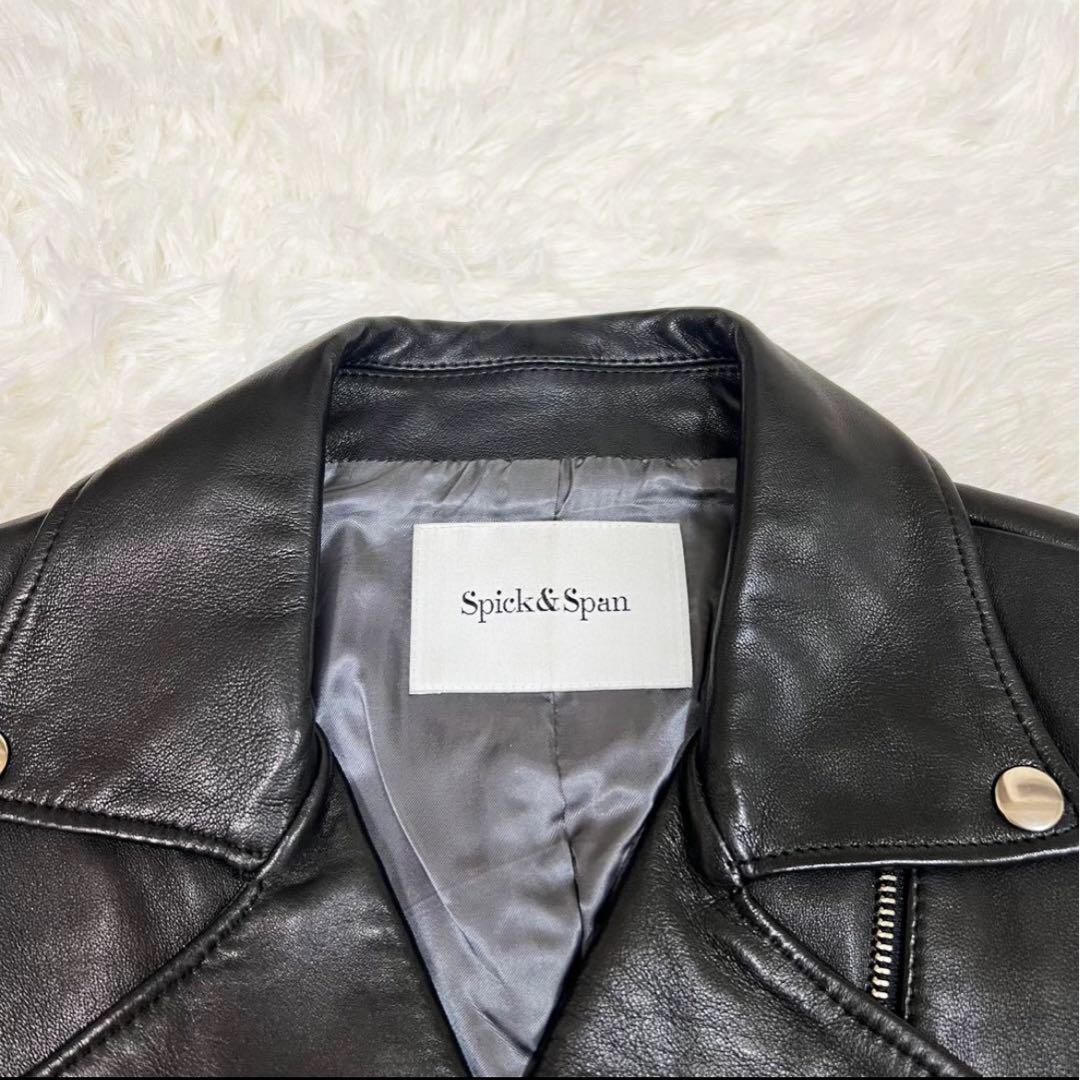 美品✨スピック＆スパン 本革 ラムレザー ダブル ライダースジャケット 黒 36