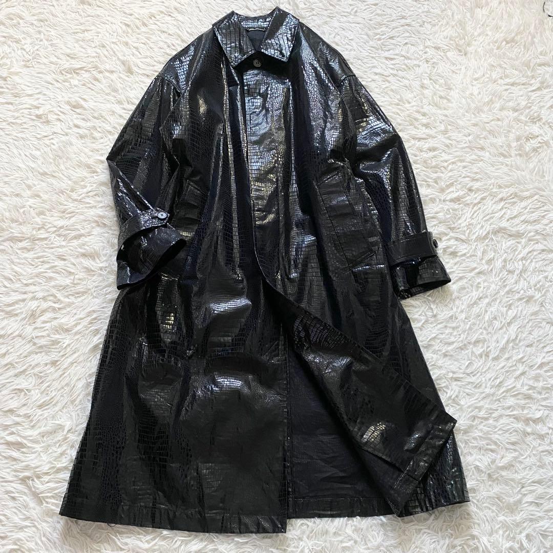 極美品■ジョンローレンサリバン　クロコダイルエンボス加工　バルカラーコート　44