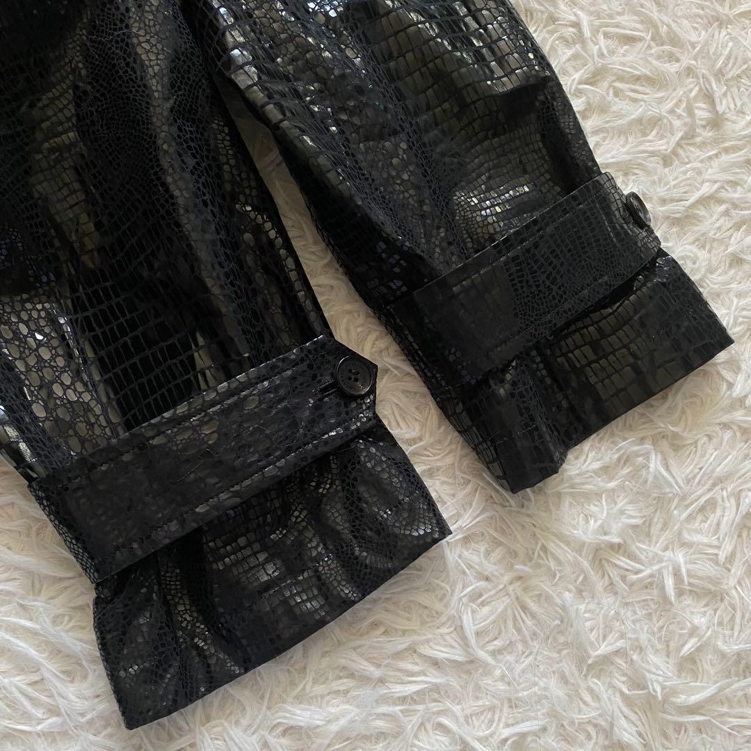 極美品■ジョンローレンサリバン　クロコダイルエンボス加工　バルカラーコート　44