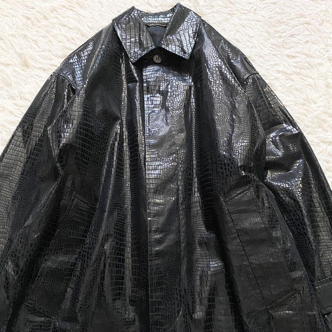 極美品■ジョンローレンサリバン　クロコダイルエンボス加工　バルカラーコート　44