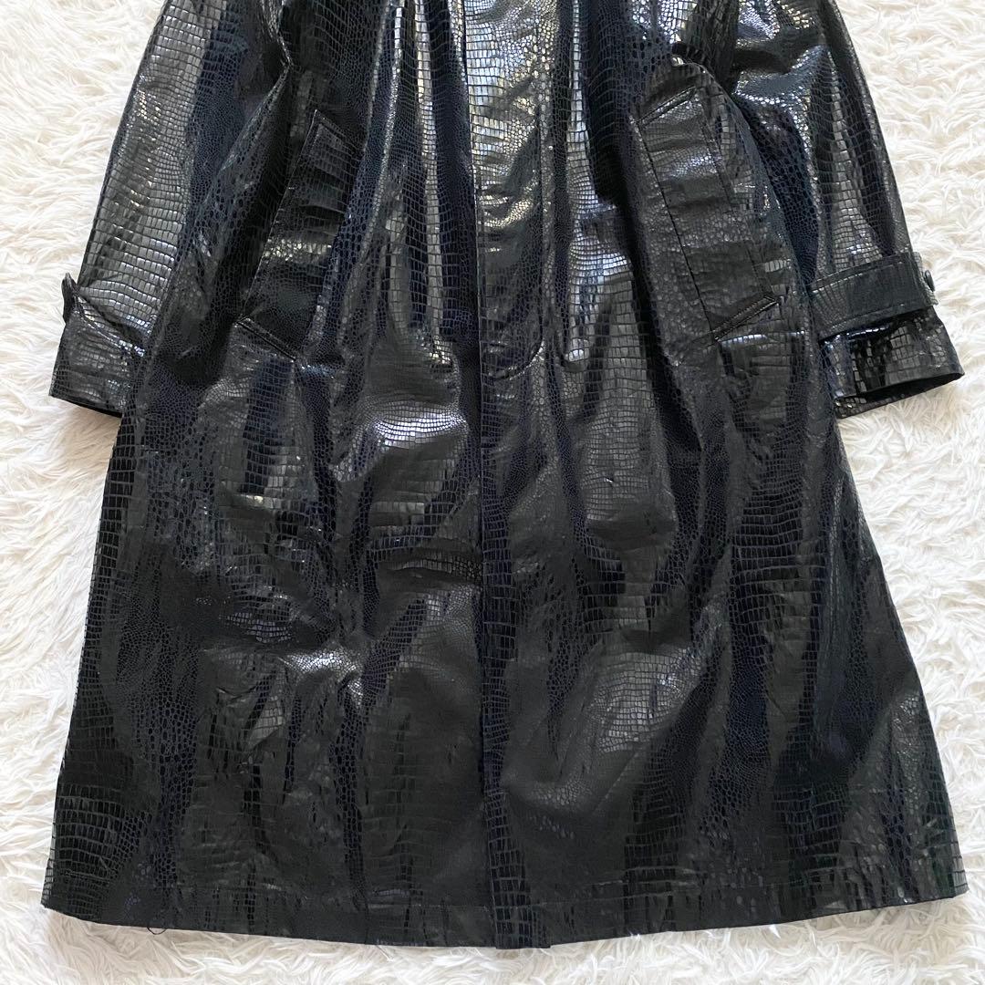 極美品■ジョンローレンサリバン　クロコダイルエンボス加工　バルカラーコート　44