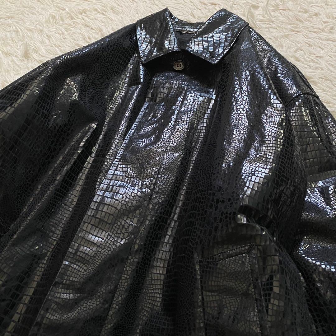 極美品■ジョンローレンサリバン　クロコダイルエンボス加工　バルカラーコート　44