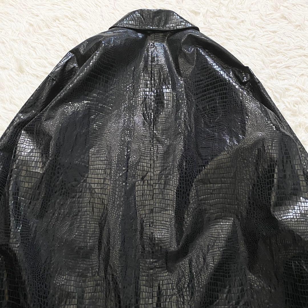 極美品■ジョンローレンサリバン　クロコダイルエンボス加工　バルカラーコート　44