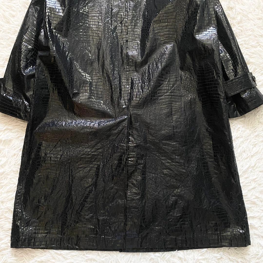 極美品■ジョンローレンサリバン　クロコダイルエンボス加工　バルカラーコート　44