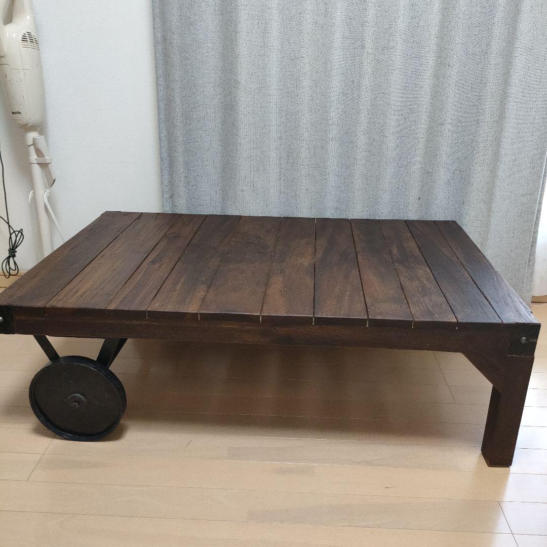 木製ローテーブル ダークブラウン