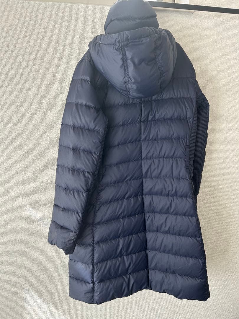 バーバリーダウンコート　ベルト欠損　取り外し可のフード付き　レディースM 紺