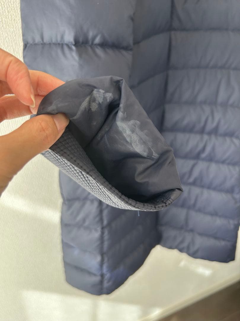 バーバリーダウンコート　ベルト欠損　取り外し可のフード付き　レディースM 紺